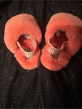 UGG Coral Sheepskin Fluffy Slide Sandals
